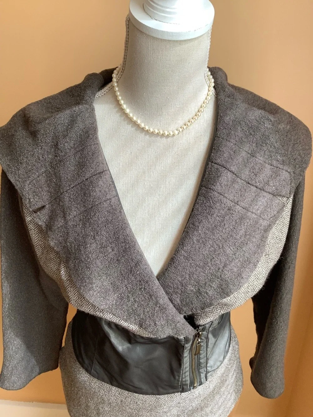 KAPALUA Brown Wool Tweed Cinch Waist Unlined Jacket Size 12 - Picture 5 of 15